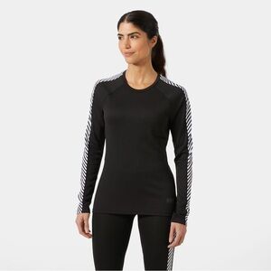 Helly Hansen LIFA Thermal Crewneck Women's Long Sleeve Base Layer Top, Black, XL
